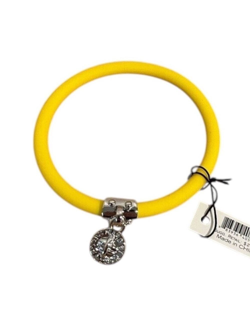 NWT Marc by Marc Jacobs Tubular Rubber Bracelet with Silver Charm - Yellow